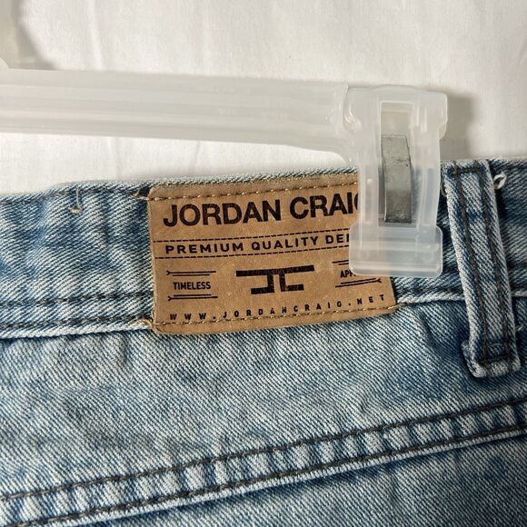 Jordan Craig Jeans Men’s 34 X 34 Light Wash Distressed Raw Hem Denim - Picture 7 of 10